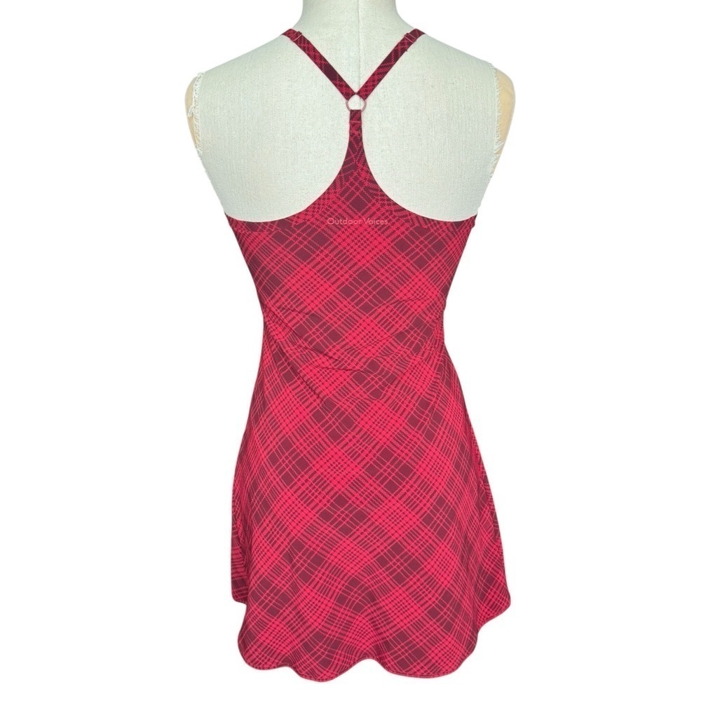 Outdoor Voices The Exercise Dress In Pomegranate Plaid Red XS - Picture 5 of 11